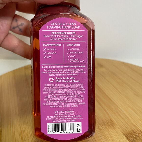 Bath & Body Works Pink Pineapple Sunrise Gentle Foaming Hand Soap 8.75 Oz Shea - Picture 4 of 4
